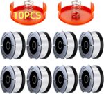 10 Pack Weed Eater String Compatible with Black+Decker, AF-100 0.065" Weed Wacker String Refill 240ft Automatic Feed String Trimmer Replacement Spool Line for Black&Decker(8 Spool+2 Cap+2 Spring)