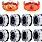 10 Pack Weed Eater String Compatible with Black+Decker, AF-100 0.065" Weed Wacker String Refill 240ft Automatic Feed String Trimmer Replacement Spool Line for Black&Decker(8 Spool+2 Cap+2 Spring)