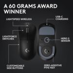Logitech G PRO X Superlight 2 Wireless Gaming Mouse, 60g Pro-Grade with 5 Programmable Buttons, 44k DPI Sensor, 8kHz Report Rate, USB-C Charging for PC/Mac - Black - Image 6