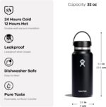 Hydro Flask Water Bottle - Insulated Stainless Steel - Wide Mouth Flex Lid, Non Spill, Leakproof and Refillable in 32 Oz Black - Image 6