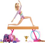 Barbie Gymnastics Doll & Accessories, Playset with Blonde Fashion Doll, C-Clip for Flipping Action, Balance Beam, Warm-Up Suit & More - Image 5