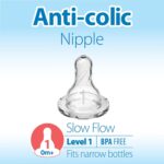 Dr. Brown's Natural Flow Anti-Colic Options+ Narrow Baby Bottle, Pink Floral, 8 oz/250 mL, with Level 1 Slow Flow Nipples, 0m+, 4 Pack - Image 7