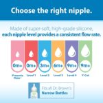 Dr. Brown's Natural Flow Anti-Colic Options+ Narrow Baby Bottle, Pink Floral, 8 oz/250 mL, with Level 1 Slow Flow Nipples, 0m+, 4 Pack - Image 10