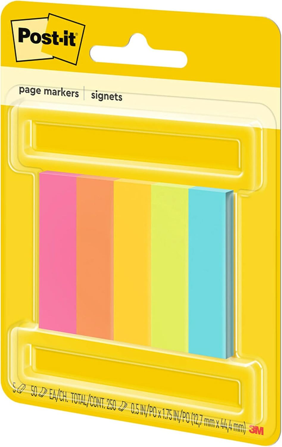 Post-it Page Markers, Assorted Colors, 1/2 in x 2 in, 50 Sheets/Pad, 5 Pads/Pack (670-5AF) - Image 3