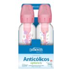 Dr. Brown's Natural Flow Anti-Colic Options+ Narrow Baby Bottle, Pink Floral, 8 oz/250 mL, with Level 1 Slow Flow Nipples, 0m+, 4 Pack - Image 17