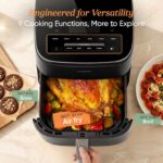 Cosori 9-in-1 TurboBlaze Air Fryer 6 Qt, PFAS-Free Ceramic Coating, 90°–450°F, Precise Heating for Even Results, Air Fry, Roast, Bake, Broil, Dry, Frozen, Proof, Reheat, Keep Warm, 120V, Dark Gray - Image 3