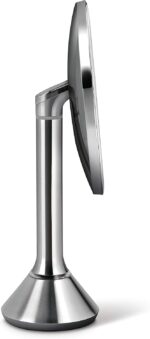 simplehuman Sensor Lighted Makeup Vanity Mirror 8" Round, 5X Magnification, Stainless Steel, Rechargeable and Cordless - Image 3