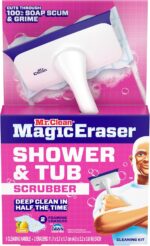 Mr. Clean Magic Eraser Shower & Tub Scrubber, Bathroom Cleaner, All in One Bathroom Cleaner, Lemon Starter Kit, 1 Scrubber & 2 Foaming Magic Erasers - Image 7