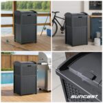 Suncast 33 Gallon Wicker-Style Hideaway Trash Can with Secure Latching Lid and Weather-Resistant Construction for Patio, Cyberspace Grey, Made in the USA - Image 4