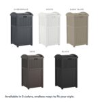 Suncast 33 Gallon Wicker-Style Hideaway Trash Can with Secure Latching Lid and Weather-Resistant Construction for Patio, Cyberspace Grey, Made in the USA - Image 5