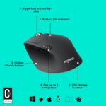 Logitech M720 Triathlon Multi-Device Wireless Mouse, Bluetooth, USB Unifying Receiver, 1000 DPI, 6 Programmable Buttons, 2-Year Battery, Compatible with Laptop, PC, Mac, iPadOS - Black - Image 5