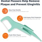 Amazon Basics Mint Dental Flossers, Shred Resistant, Slides Easily Between Teeth, with Fold-Away Pick, 90 Count, 1-Pack (Previously Solimo) - Image 3