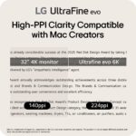 LG 32U990A-S 32-Inch Ultrafine 6K (6144 x 3456) Nano IPS Black Thunderbolt 5 Professional Monitor, 60Hz, DisplayHDR 600, Speakers, HDMI 2.1, DisplayPort 2.1, USB-C, Tilt/Height/Pivot Stand, Silver - Image 3