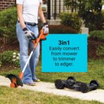 BLACK+DECKER Weed Eater, Lawn Edger and Cordless Lawn Mower 3 in 1 Combo, Includes (2) Batteries, Charger, 12 Inch Battery Powered String Trimmer and Lawnmower, Adjustable Length and Height (MTC220) - Image 3