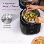 Cosori Rice Cooker 10 Cup, 24h Keep Warm, Non-stick Ceramic Inner Pot, 18 Functions Fuzzy Logic Rice Maker with Stainless Steel Steamer Basket, Sauté, Slow Cooker, Black - Image 4
