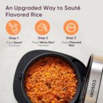 Cosori Rice Cooker 10 Cup, 24h Keep Warm, Non-stick Ceramic Inner Pot, 18 Functions Fuzzy Logic Rice Maker with Stainless Steel Steamer Basket, Sauté, Slow Cooker, Black - Image 5