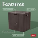 Keter City 30 Gallon Resin Outdoor Storage Box and Patio Furniture Side Table for Pool and Garden Accessories, Brown - Image 3