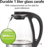 Hamilton Beach Electric Tea Kettle, Water Boiler & Heater, 1 Liter, 1500 Watts for Fast Boiling, BPA Free, Cordless Serving, Auto-Shutoff & Boil-Dry Protection, Blue LED, Glass (40930) - Image 3
