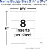 Avery Customizable Name Badge Inserts, 2.25" x 3.5", White, 400 Printable Name Tag Inserts (5390) - Image 5