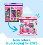 MEGA BLOKS First Builders Toddler Blocks Toys Set, Big Building Bag Collection with 80 Pieces and Storage, Pink, Ages 1+ Years - Image 3