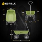 Gorilla Carts Poly Garden Dump Cart, 4 Cu Ft Tub, 600 lb Haul Capacity, Green – Heavy-Duty Utility Wagon with Quick-Release Dumping & Pneumatic Tires for Yard, Landscaping and Gardening - Image 3