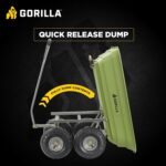 Gorilla Carts Poly Garden Dump Cart, 4 Cu Ft Tub, 600 lb Haul Capacity, Green – Heavy-Duty Utility Wagon with Quick-Release Dumping & Pneumatic Tires for Yard, Landscaping and Gardening - Image 4