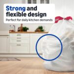 Amazon Basics Trash Bags, Tall Kitchen Drawstring, Unscented, 13 Gallon, 120 Count, Pack of 1, Packaging May Vary - Image 3