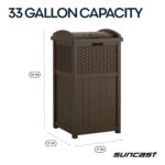 Suncast 33 Gallon Commercial Outdoor Trashcan Hideaway with Lid for 30 to 33 Gallon Trash Bags for Garage, Backyard, or Garden, Brown - Image 3