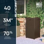Suncast 33 Gallon Commercial Outdoor Trashcan Hideaway with Lid for 30 to 33 Gallon Trash Bags for Garage, Backyard, or Garden, Brown - Image 5