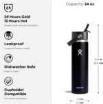 Hydro Flask Water Bottle - Insulated Stainless Steel - Wide Straw Lid, Non Spill, Leakproof in 24 Oz White - Image 5