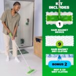 Swiffer Hair Magnet Deluxe Starter Kit with Collapsible Pole, 9 Hair Magnet Dry Cloths, 2 Bonus Mop & Go Wet Cloths - Image 9