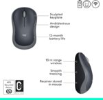 Logitech M185 Wireless Mouse, 2.4GHz with USB Mini Receiver, 12-Month Battery Life, 1000 DPI Optical Tracking, Ambidextrous, Compatible with PC, Mac, Laptop - Swift Grey - Image 5