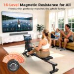 YOSUDA Rowing Machine for Home, Magnetic Rower Machine for Beginners to Athletes, Use with Resistance Adjustment Function, Bluetooth, App Supported, LCD Monitor, and Comfortable Seat Cushion - Image 3