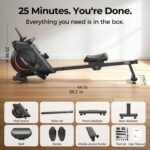 YOSUDA Rowing Machine for Home, Magnetic Rower Machine for Beginners to Athletes, Use with Resistance Adjustment Function, Bluetooth, App Supported, LCD Monitor, and Comfortable Seat Cushion - Image 5