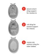 Skip Hop Infant Bath Tub 3-Stage Grow With Baby Smart Sling MOBY Bathtub Grey Age 0+ - Image 4