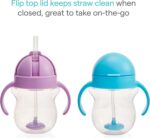 Munchkin Any Angle Sippy Cups for Toddlers, Spill Proof Weighted Straw Cup with Transition Handles for Babies 6 Months and Up, 7 Ounce, 2 Pack, Pink/Purple - Image 3