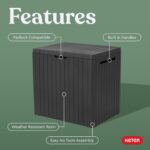 Keter City 30 Gallon Resin Outdoor Storage Box and Patio Furniture Side Table for Pool and Garden Accessories, Dark Grey - Image 3