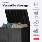 Keter City 30 Gallon Resin Outdoor Storage Box and Patio Furniture Side Table for Pool and Garden Accessories, Dark Grey - Image 4