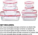 Pyrex Freshlock (7-Pack) Glass Food Storage Containers Set, (1, 2, 4 Cups) Airtight & Leakproof Plastic Locking Lids BPA-Free, Meal Prep Containers Set, Freezer Dishwasher Microwave Safe - Image 3