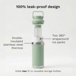 Baby Brezza All Day Portable Breastmilk Cooler, Large 20z Capacity, Insulated Travel Bottle Includes 2 Ice Packs + 2 Bottles, Sage Green - Image 3