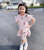 Disney Frozen Elsa Minnie Mouse Stitch Princess Girls' Skirt Sets Ruffle Short Sleeve Clothes 2pcs Outfits Summer Dress 2-9Y - Image 5