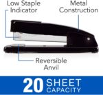 Swingline Commercial Stapler, 20 Sheet Capacity, Jam Free, Metal, Black (44401) - Image 4