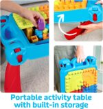 MEGA BLOKS First Builders Toddler Blocks Toy, Build 'n Learn Portable Activity Table with 30 Pieces and Built-In Storage, Blue, Kids Ages 1+ Years (Amazon Exclusive) - Image 4