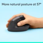 Logitech Lift Vertical Ergonomic Mouse, Wireless, Bluetooth or Logi Bolt USB Receiver, Quiet clicks, 6 Buttons, Compatible with Windows/macOS/iPadOS, Laptop, PC - Graphite - Image 3