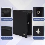 Pilot Wallet Passport Holder for Travel - RFID Blocking Genuine Leather Travel Document Holder with Gift Box Passport Wallet for Pilots Men and Women - Image 3