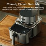 Cosori Iconic Stainless Steel 6.5 Qt Smart Air Fryer, PFAS-Free Ceramic Coating, Max 450°F, Consistent Cooking, Air Fry, Roast, Bake, Dry, Proof, Reheat, Dishwasher-Safe Basket, Chef-Crafted Recipes - Image 3