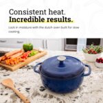 Lodge Essential Enamel Cast Iron Dutch Oven 6 Quarts - Perfect for Bread Baking, Braising, Marinating & Slow Cooking, Features Moisture-Sealing Lid & Dual Handles, Kitchen Essentials, Indigo - Image 3
