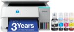 Epson EcoTank ET-2980 Wireless All-in-One Color Supertank Printer with Refillable Ink Tanks, 3 Years of Ink, Mobile Printing, 15 PPM, Color Touchscreen, Auto 2-Sided, White