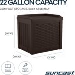Suncast Outdoor Deck Box - 22 Gallon Java Resin Outdoor Storage Box, Weatherproof Patio Storage Bin Container for Seating & Organizing Cushions, Tools & Towels for Pool, Yard, & Garden - Image 3