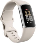 Fitbit Charge 6 Fitness Tracker with Google Apps - Heart Rate on Exercise Equipment - 3-Month Google Health Premium Membership Included - Health Tools - Porcelain/Silver - Small&Large Bands Included
